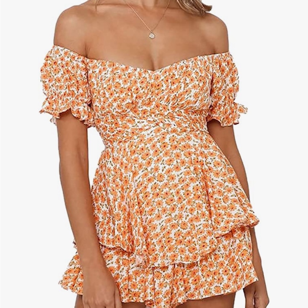 Cute sunflower off shoulder dress size M